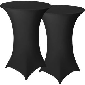 Ulteronixshop-Lot de 2 housses de table &agrave; cocktail int&eacute;gr&eacute;es en &eacute;lasthanne, coins carr&eacute;s, pour f&ecirc;te, banquet, &eacute;v&eacute;nement de mariage, exposition, ext&eacute;rieur (noir, diam&egrave;tre 80-85 cm) - Neuf