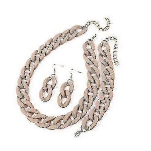 Fishsheep Nouveau Acrylique Longue Chaîne Collier Boucles D'oreilles Pour Femmes Coloré Résine Chaîne Collier Pendentif Colliers Bijoux De Mode - Neuf