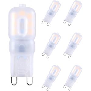 Dimmable G9 Ampoule Blanche Chaude 3000k, 2.5w G9 Ampoule Led, &Eacute;conomie D'&eacute;nergie G9 Petite Ampoule Led, Lampe Halog&egrave;ne De Remplacement, Ac220-240v, Lot De 6 - Neuf
