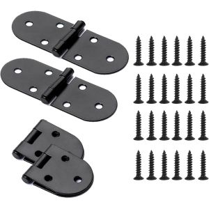 Lot de 4 charni&egrave;res de table pliantes - Avec vis - En acier inoxydable - Rondes - Pour portes, fen&ecirc;tres, armoires, tables - Noir - Neuf