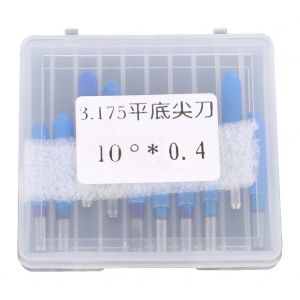 Boite de 10 outils de gravure CNC en acier tungstene plaque bleu 3.175 (10¡ã x 0,4) - Neuf