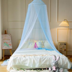 Kal-Moustiquaire Pour Lit,Ciel De Lit Pour Lits Simples Et Doubles, Chambre De Fille, Installation Facile Pour Les Voyages Et La Maison (White-Blue) - Neuf