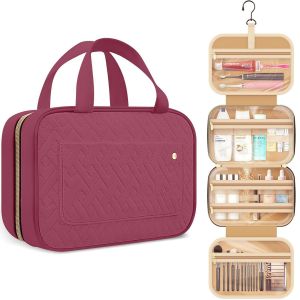 Sac de voyage Toilette (Moyenne - Rouge Philippine), Grande trousse de Maquillage, les Femmes Organisateur de Voyages avec des Poignées, Clair Intérieur Sac de Toilette avec Crochet de Rangement pour - Neuf