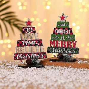 arbre de Noël en forme d'ornements découpe en bois - Neuf