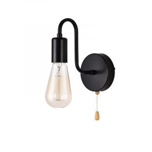 Applique Murale Vintage E27 À Douille Standard, Lampe Industrielle Rétro En Métal Avec Interrupteur Pour Salon, Chambre À Coucher, Décoration Industrielle (Sans Ampoule, Noir) - Neuf