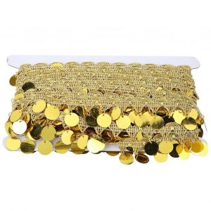 Danse Du Ventre Pompon Ceinture Ronde Pièce De Monnaie Hanche Écharpe National Vêtements Fournitures Accessoires 10 Yards (Or) - Neuf