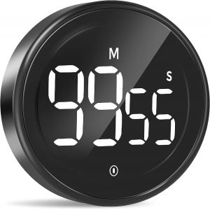 Eryi-Minuteur De Cuisine Minuteur Numérique Aimanté Avec Fonction De Chronomètre Et Compte À Rebours 3 Niveaux De Volume Luminosité Réglable Boîtier En Alliage D'aluminum (Noir) - Neuf