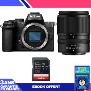 Boitier Nikon Z50 II + 18-140mm f/3.5-6.3 VR + 1 SanDisk 128GB Extreme PRO UHS-II SDXC + Ebook 'Devenez Un Super Photographe - Neuf