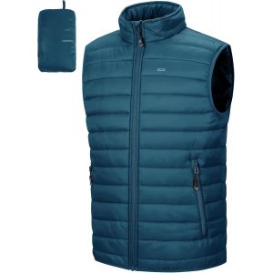Doudoune Sans Manches Homme Gilet Ext&eacute;rieur Packable, Veste Matelass&eacute;e Et Chaude, Col Montant Manteaux, Blouson Convient &Agrave; La Randonn&eacute;e En Plein Air D&eacute;contract&eacute;e - Neuf