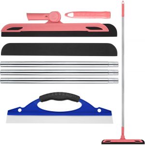 Kalanka-Balai Raclette Sol, Raclette D'eau Pour Fen&ecirc;tre, Balai Raclette De Sol Vitre Douche Avec Manche, Balai-&Eacute;ponge Lame Raclette Pour Cuisine, Salle De Bain, Propre, Verre - Rose - Neuf