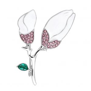 Vintage Femmes Dame Alliage Michelia Alba Strass Broche R&eacute;sine Epoxy Fleur Pin - Neuf