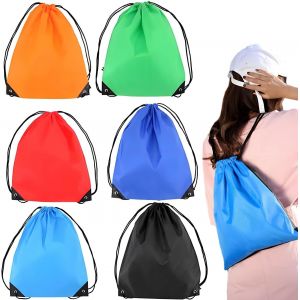 Acdsgd-6 Pcs 34 X 42cm Sac Gymnastique &Agrave; Cordon, Organiseurs Bagage, 6 Couleurs Sac &Agrave; Dos, Nylon Gym De Voyage, Pour Femme Et Homme - Neuf