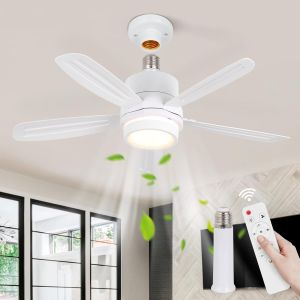 SUBZONAL-Ventilateur de plafond avec lumi&egrave;re,52cm Lampe Ventilateur Plafond avec Douille E27,Ultra Silencieux LED Lampe avec T&eacute;l&eacute;commande,3 Vitesses,3 temp&eacute;ratures Dimmable,pour Chambre Restaurant cu - Neuf