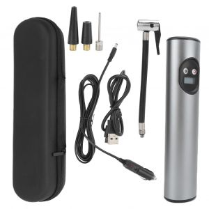 Pompe A Air Sans Fil, Portable, Multifonction, Rechargeable, Affichage Numerique, Eclairage, Gonfleur, Gris - Neuf