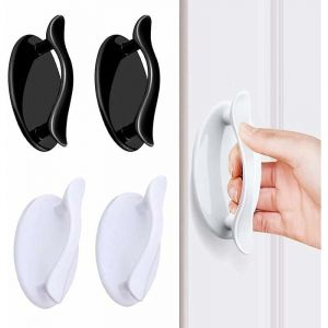 Poignée de fenêtre autocollante, poignée de porte coulissante adhésive pour fenêtre, placard, tiroir, réfrigérateur (blanc + noir), 4 pièces - Neuf