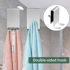 Crochets De Porte De Douche 4 Pcs,Crochet Porte Serviette En Acier Inoxydable Sans Per&ccedil;age,Crochet Mural Pour Salle De Bain Adapter 6-12 Mm D'&Eacute;paisseur Du Verre - Neuf