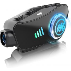 Mevronisshop-Cam&eacute;ra Casque Moto, H4ccam&eacute;ra 1080p Kit Main Libre Moto Casque Scooter Sans Fil Avec Micro Carte 32g Grand Angle 120&deg; Ai Commande Vocale R&eacute;duction Du Bruit &Eacute;tanche - Neuf