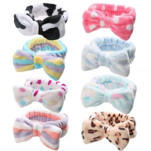 Maquillage Bandeaux, 8pcs Headband Pour Laver Le Visage Spa Headband Fluffy Headband Bow Hair Band Headband Headbands - Neuf