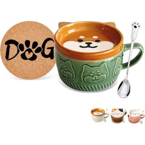 Eryi-Ensemble De Tasses En Céramique Avec Couvercles En Forme De Chien - Pour Café, Thé, Thé - Pour Femmes, Filles, Enfants, Amis, Cadeaux De Noël Et D'anniversaire - Neuf