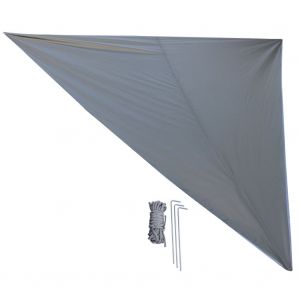 Auvent De Camping Super Grand, Pare-Soleil, Portable, Coupe-Vent, Triangulaire, Tapis De Sol Exterieur (Vert Clair, Revetement Argente, 3 X 3 X 3 M) - Neuf