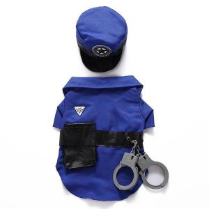 Adorable Costume D'agent De Police Pour Animal De Compagnie Avec Casquette Et Ceinture - Parfait Pour Halloween Et Les Fêtes - Neuf