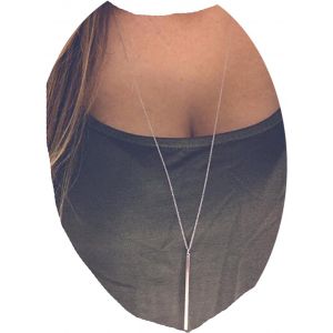 Kal-Boho Long Bar Collier Argent Y Lariat Collier Cha&icirc;ne Simple Pendentif Collier Minimaliste Tous Les Jours Collier Bijoux Pour Femmes Et Adolescentes - Neuf