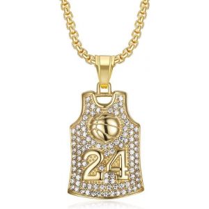 Kal-Collier Maillot Basket-Ball 24, Collier Basket-Ball Numéro 24 Pour Hommes, Collier Chemise Basket-Ball Bijoux Pendentif Basket-Ball Roche, Collier Maillot N°24 Collier Commémoratif Basket-Ball - Neuf