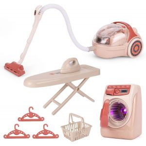 Kit de nettoyage pour tout-petits avec machine &agrave; laver pour jouets et kit de jeu sous videkit de lavage et de s&eacute;chage pour enfantsmini jouets en fer &agrave; laundry pour meubles de poup&eacute;e - Neuf