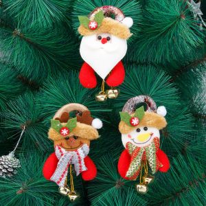 3pcs cloche de No&euml;l petit pendentif de No&euml;l double cloche de bande dessin&eacute;e de la t&ecirc;te de vieil homme pendentif d&eacute;coration d'arbre de No&euml;l cadeau - Neuf