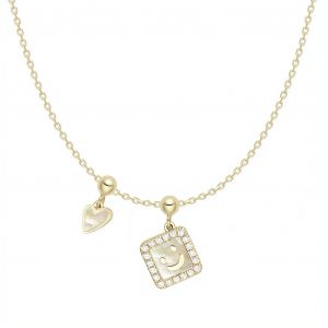 Collier Meilleur Pendentif Pendentif Carr&eacute; Smiley Plaqu&eacute; Or Pour Femmes - Neuf