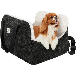 Si&egrave;ge D'auto Pour Petit Chien, Si&egrave;ge De Voiture Pour Chiens Avec Boucle De Fixation Et Laisse De S&eacute;curit&eacute;, Sac De Transport De Voiture Rembourr&eacute; Pour Animal Jusqu'&agrave; 25 Livres, Brun + Beige - Neuf