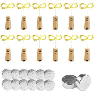 TRAHOO-12 pi&egrave;ces Guirlande Lumineuse, Lampes de 2M, LED Bouteille Lumi&egrave;re Blanc Chaud Guirlande Li&egrave;ge pour Mariage, Party, DIY, No&euml;l, Halloween, Jardin - Neuf