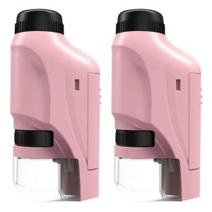 Kit de 2 microscopes de poche pour enfants, grossissement 60X-120X, avec lumi&egrave;re LED, jouet scientifique &eacute;ducatif portable - Neuf