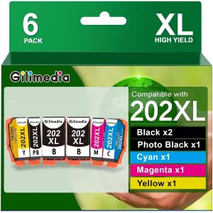 202XL Cartouche pour Epson 202 XL Multipack pour Cartouche Encre Epson XP 6100 pour Expression Premium XP-6100 XP-6105 XP-6000 XP-6005 XP-6001 Imprimante (6er-Pack) - Neuf