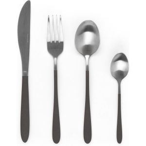 Checarzhn--No1-Bw09388tk Pearl Ménagère De 16 Pièces En Acier Inoxydable, Service De Couverts Pour 4 Personnes, Finition Miroir, Design Moderne, Avec Couteau, Fourchette, Cuillère À Café, Noir/Argent - Neuf