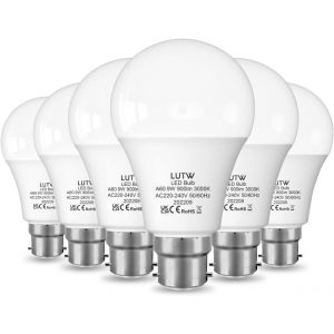 Ampoule Led A60 9w Équivalent Ampoule Incandescente De 60w,Ampoule B22 Led Blanc Chaud 3000k,Ampoule A Baïonnette 900lm Non-Dimmable Pour L'éclairage Domestique,6 Pièces - Neuf
