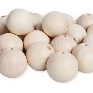 Meimie-Lot De 20 Grandes Perles En Bois Naturel Non Traité De 40mm Avec Enfile-Perles Pourmacramé,Attrape-Rêves,Bricolage,Bricolage - Neuf