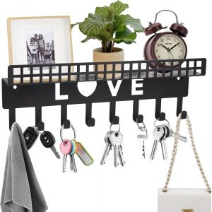 CAUC-1 PcsPorte Cl&eacute; Murale, Porte Cl&eacute;s Mural Entree, Accroche Clef avec 8 Crochets, Porte Clef Mural avec &eacute;tag&egrave;re de Rangement, Boite a Clefs Murale Decorative pour Courrier &agrave; Entr&eacute;e Chambre Cuisine, - Neuf