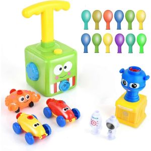 Powered Car With Launch Pad Toy For Kids Air Inertial Balloon Pump Cars Racer Creative Vehicle Toy For Children Best Toys Gift For Kids (Green) - Neuf