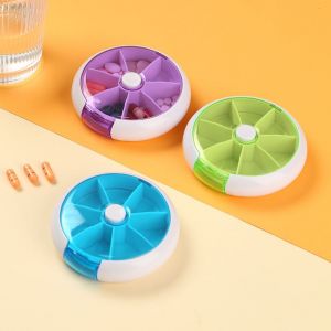 Pack De 3 Pilule Organisateur Hebdomadaire, Pilule Affaire De 7 Jours À 3 Fois La Médecine Pilule Distributeur,Appuyez Sur Le Bouton Faire Pivoter Pilule Planner Avec 7 Compartiments - Neuf