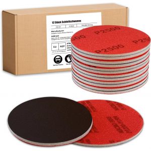 16Pcs Éponge de Ponçage, 125mm Cale a Poncer Kit Grain 180 à 2500, Papier Abrasif Sec et Humide pour Modèle de Construction Sèche, Métal, Bois, Meubles - Neuf