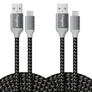 KAL-C&acirc;ble Usb Vers Usb C (3M) C&acirc;bles Usb Type C Tress&eacute;s En Nylon Suppl&eacute;mentaire Synchronisation De Charge Rapide Compatible Avec Galaxy S10/S9/S8+, Moto Z2, Lg V30, Nokia N1(2 Pack, Noir) - Neuf