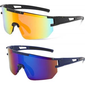 Lot De 2 Paires De Lunettes De V&eacute;lo Polaris&eacute;es,Lunettes De Cyclisme Polaris&eacute;es,Lunettes De Soleil De Sport Uv400,Lunettes De V&eacute;lo Pour Homme Et Femme Course &Agrave; Pied Cyclisme P&ecirc;che Conduite Go[Z3097] - Neuf
