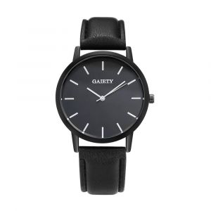 Gaiety Femmes &Eacute;l&eacute;gant Cadran Rond Motif Analogique Pu Bracelet Montre-Bracelet Montre &Agrave; Quartz (Noir + Noir) - Neuf