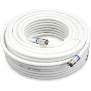 SKK02002 C&acirc;ble coaxial avec 2 prises de type F rapide, Connecteurs F, triple blind&eacute; 120 dB classe A + pour antenne TNT parabole t&eacute;l&eacute;vision 20 m - Neuf
