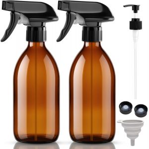 MEVRONISSHOP-Lot de 2 Vaporisateur en Verre, 500ML Flacon Pulv&eacute;risateur Ambr&eacute; Flacons Vaporisateurs Vides Bouteille Spray Vide Flacon Spray Bottle pour Nettoyage, Jardinage, Plantes, Coiffeur Essenti - Neuf