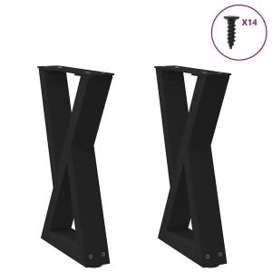 Pieds De Table Basse 2 Pcs Noir 28x(42-43,3) Cm Acier - Neuf