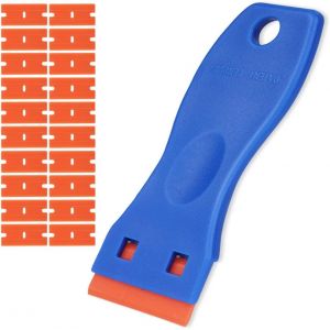 (Bleu, Orange) Grattoir, Verre Grattoir Avec 100 Pièces De Rechange Lames, Plaques Vitro-Céramiques Grattoir Pour Enlever La Colle, De La Peinture, Des Autocollants De Portes En Verre Windows - Neuf