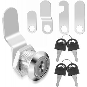 16mm Mailbox Lock Cabinet Lock with 4 Keys and 4 Different Lock Plates Lever Lock for Post Boxes Cabinet Doors - Neuf