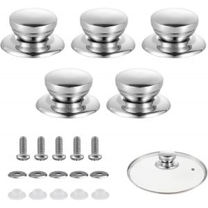 Kalanka-5 Pi&egrave;ces Poign&eacute;e Couvercle Casserole R&eacute;sistant, Universel Bouton De Couvercle En Acier Inoxydable, Bouchons Poign&eacute;es De Rechange Pour Po&ecirc;les, Ustensiles De Cuisine - Neuf
